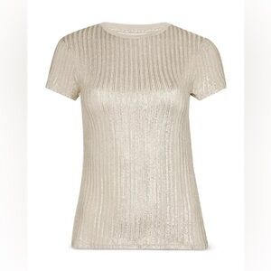 TED BAKER Catrino Metallic Stripe Fitted T-Shirt In Ivory | US 4| Ted Baker 1